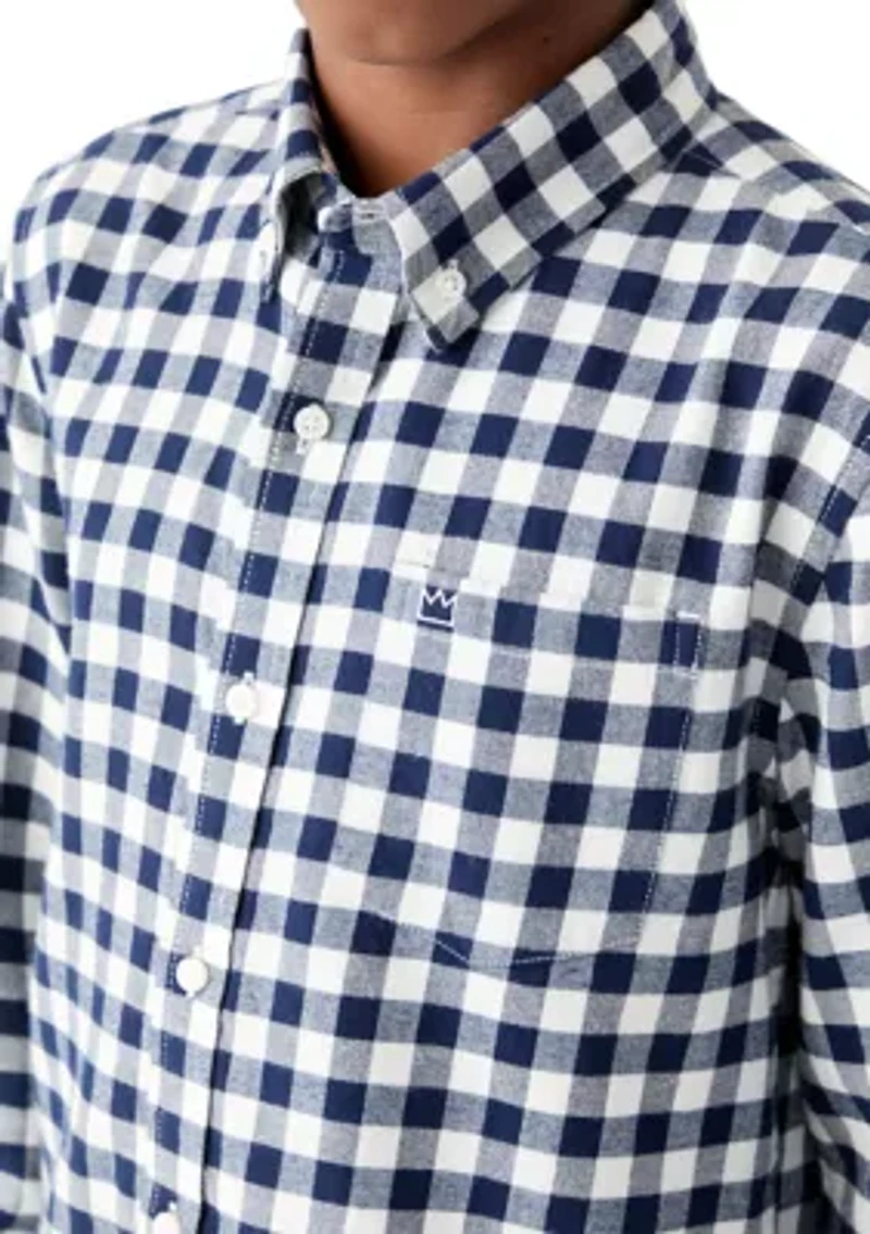 Boys 8-20 Yarn Dyed Twill Button Down Shirt