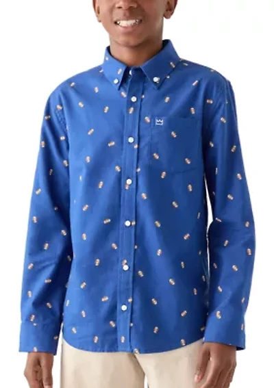 Boys 8-20 Twill Long Sleeve Button Down Shirt
