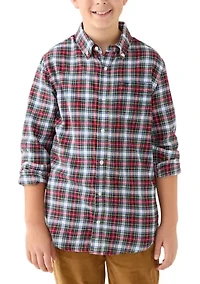Boys 8-20 Twill Printed Button Down Shirt