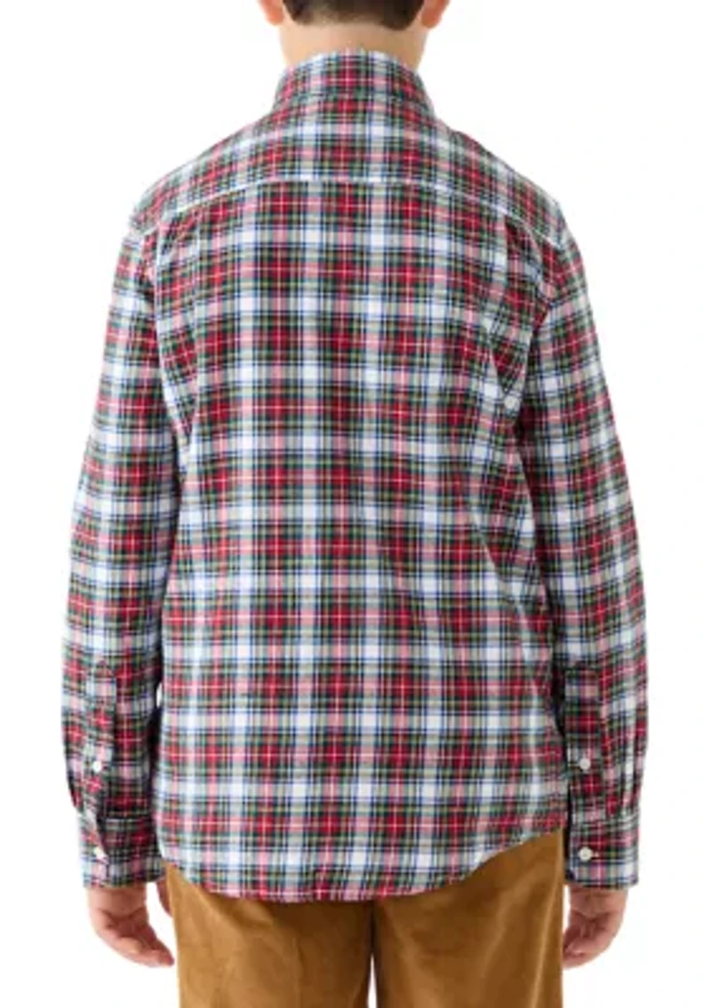 Boys 8-20 Twill Printed Button Down Shirt