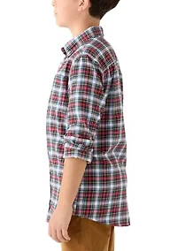 Boys 8-20 Twill Printed Button Down Shirt