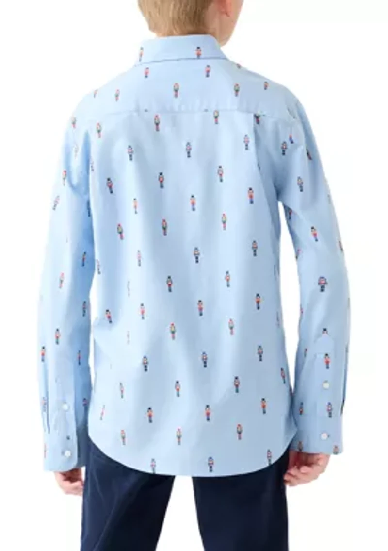 Boys 8-20 Printed Twill Button Down