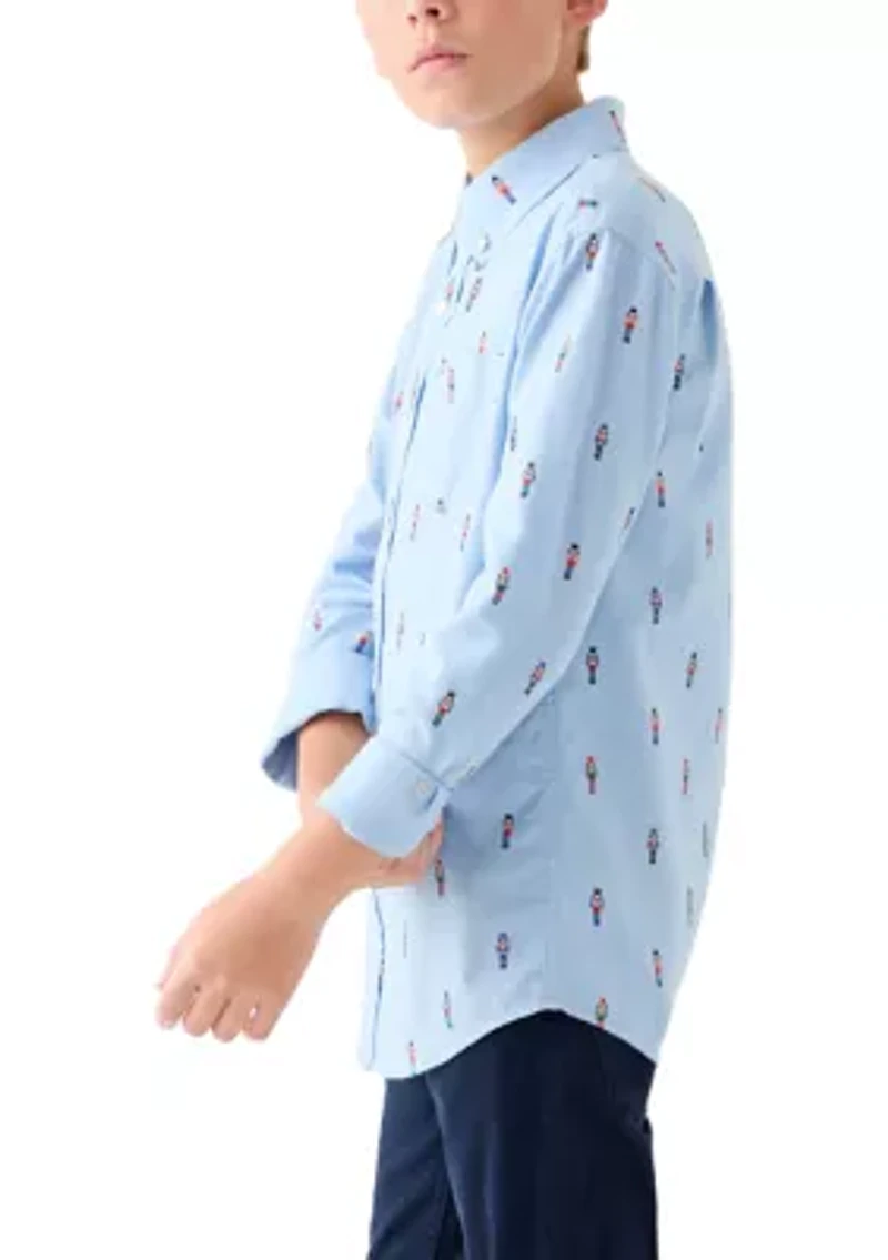 Boys 8-20 Printed Twill Button Down