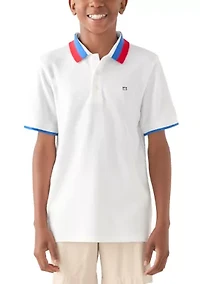 Boys 8-20 Stripe Ribbed Polo Shirt
