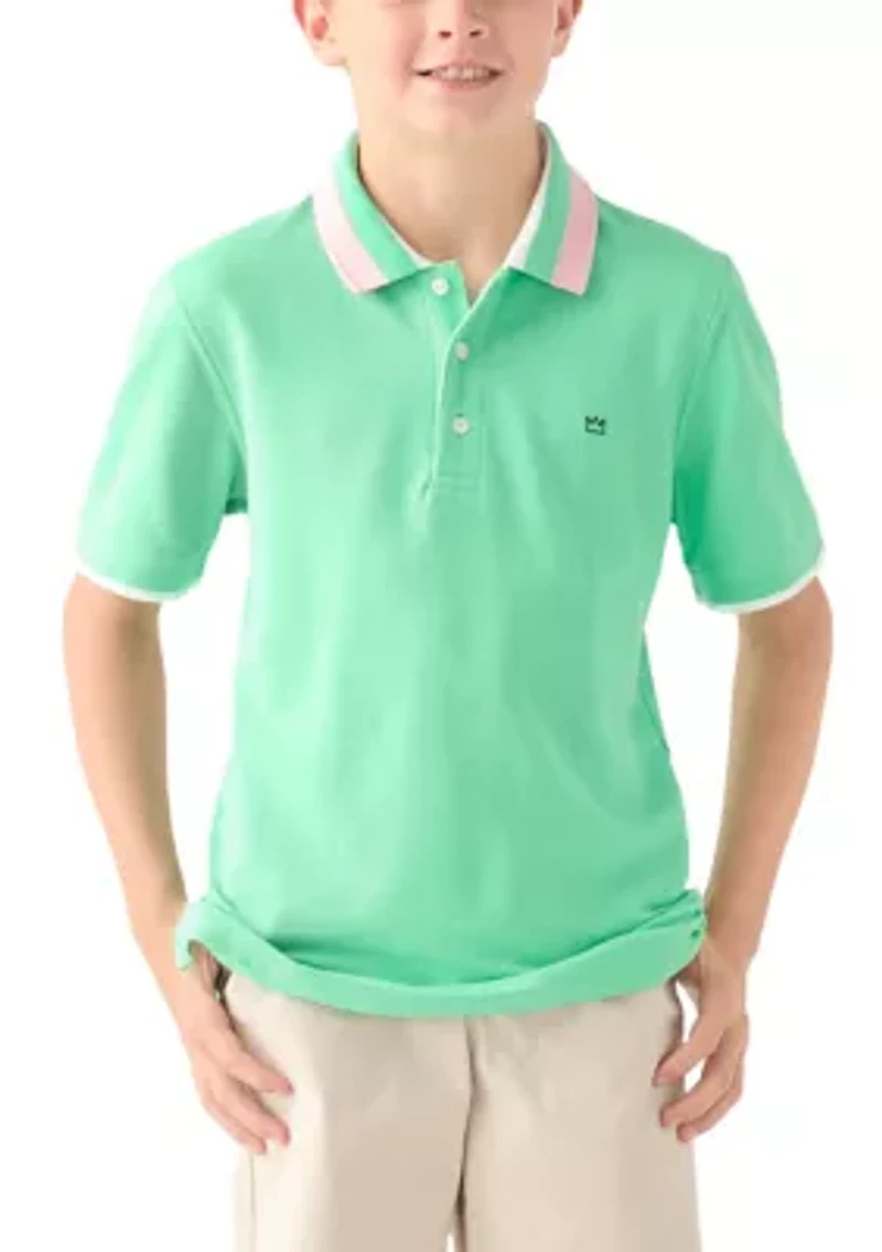 Boys 8-20 Stripe Ribbed Polo Shirt
