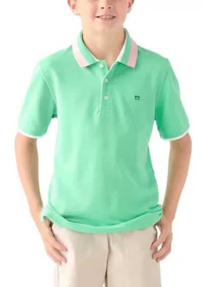 Boys 8-20 Stripe Ribbed Polo Shirt