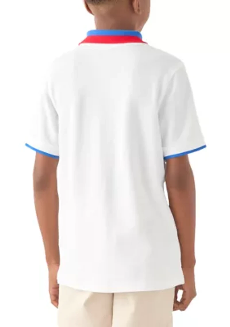 Boys 8-20 Stripe Ribbed Polo Shirt