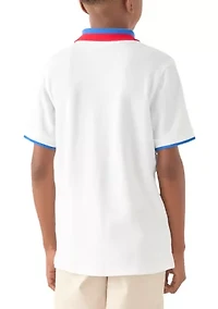 Boys 8-20 Stripe Ribbed Polo Shirt