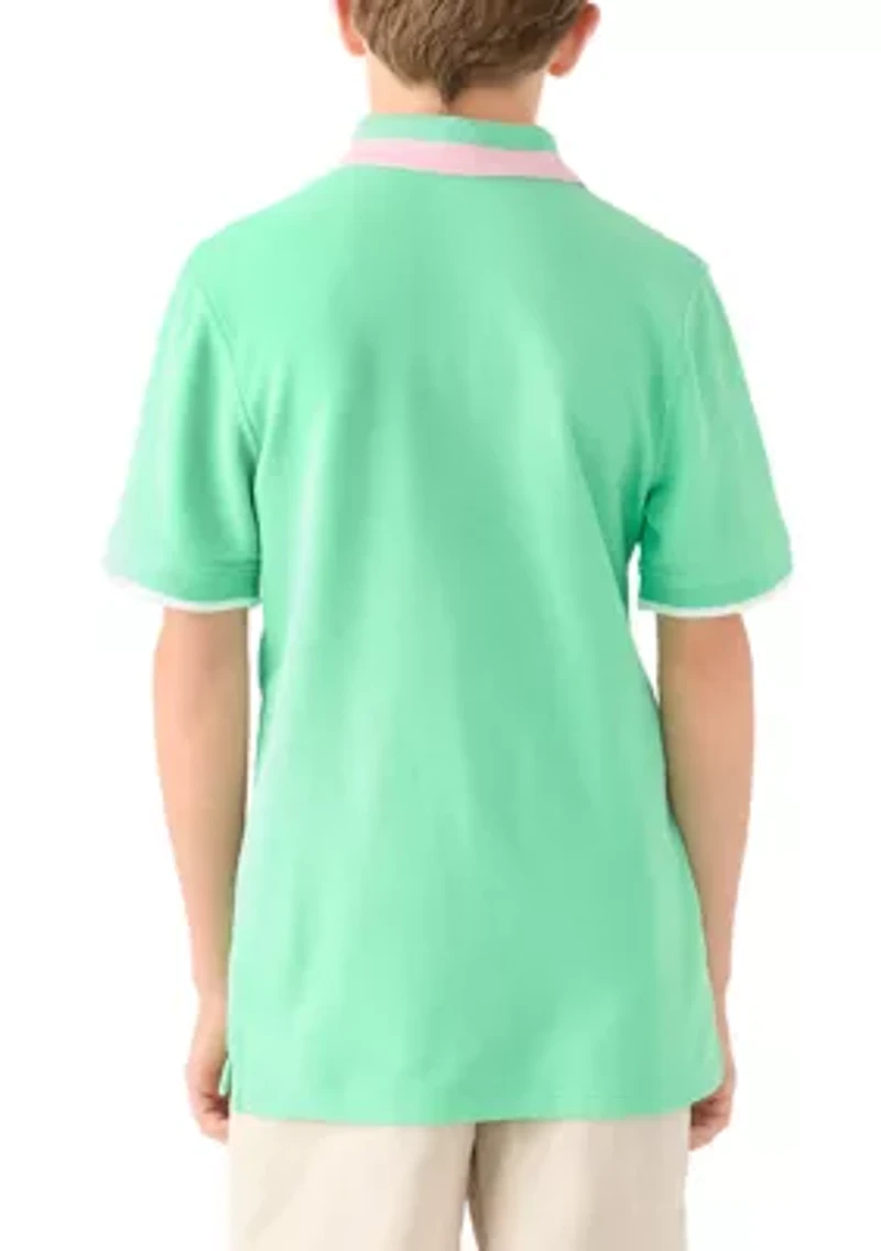 Boys 8-20 Stripe Ribbed Polo Shirt