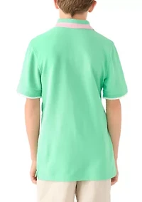 Boys 8-20 Stripe Ribbed Polo Shirt