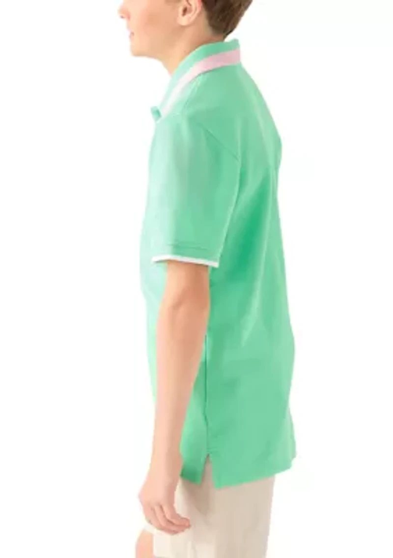 Boys 8-20 Stripe Ribbed Polo Shirt