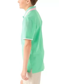 Boys 8-20 Stripe Ribbed Polo Shirt