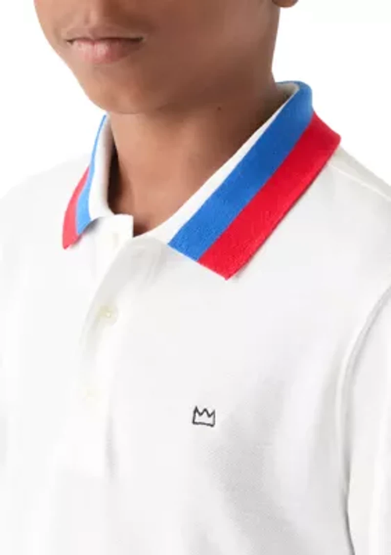 Boys 8-20 Stripe Ribbed Polo Shirt