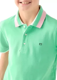 Boys 8-20 Stripe Ribbed Polo Shirt