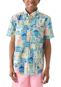 Boys 8-20 Short Sleeve Printed Button Down Shirt