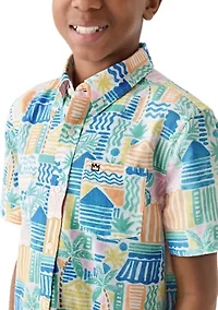 Boys 8-20 Short Sleeve Printed Button Down Shirt