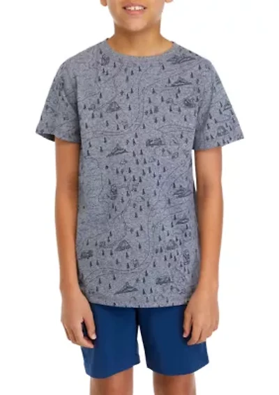 Boys 8-20 Short Sleeve Jaspe Printed Pocket T-Shirt