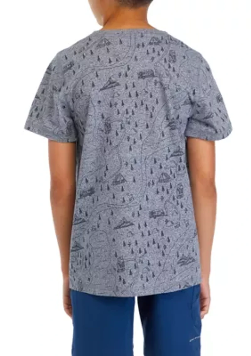 Boys 8-20 Short Sleeve Jaspe Printed Pocket T-Shirt