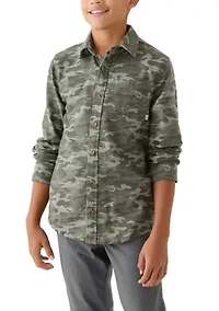 Boys 8-20 Printed Long Sleeve Flannel Shirt