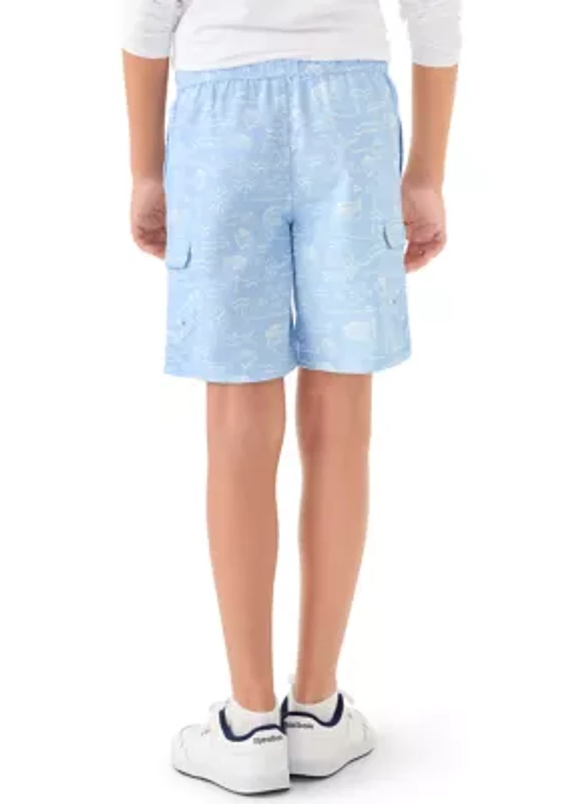 Boys 8-20 Printed Woven Pull On Cargo Shorts