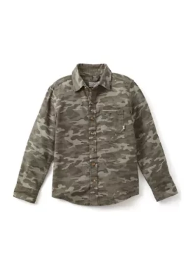 Boys 4-7 Printed Long Sleeve Flannel Shirt
