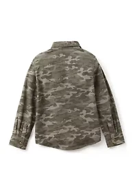 Boys - Printed Long Sleeve Flannel Shirt