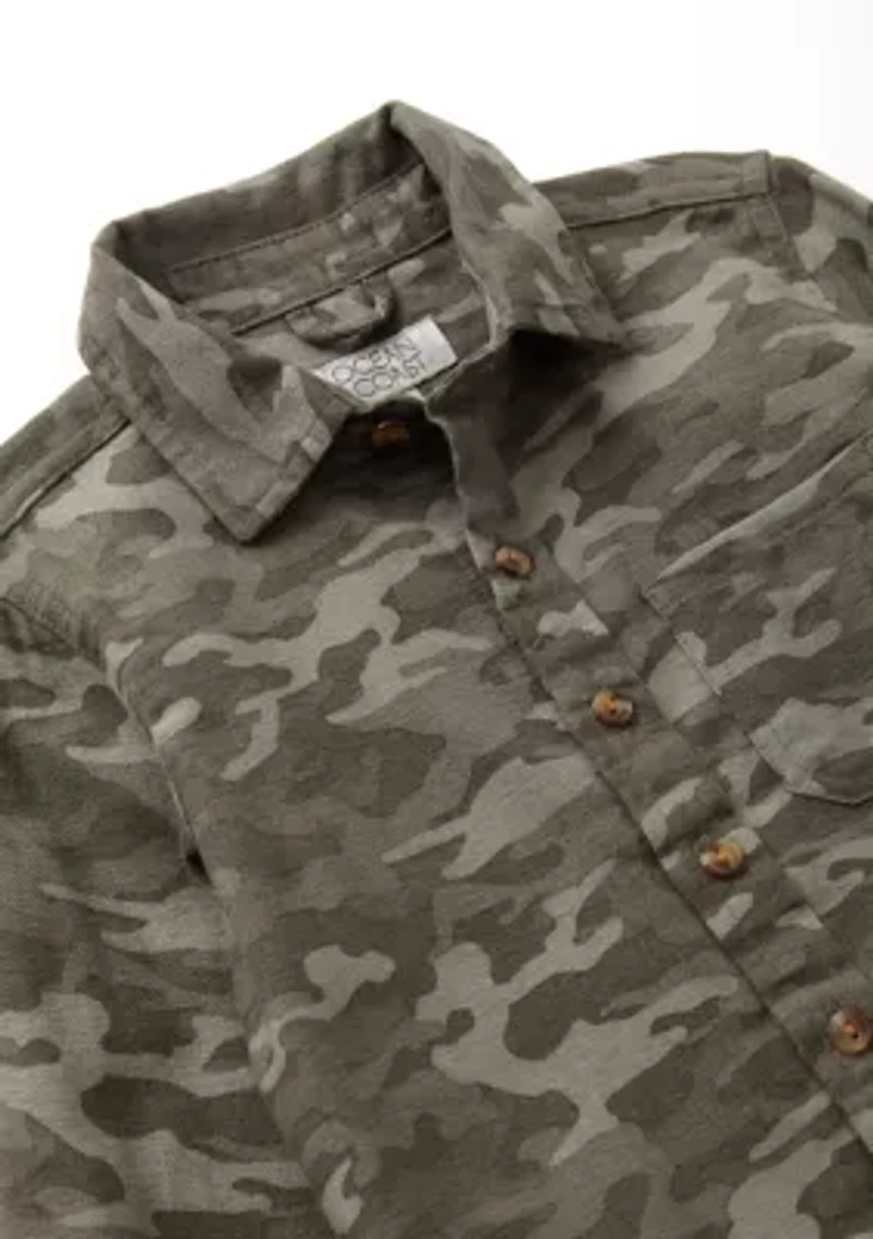Boys - Printed Long Sleeve Flannel Shirt