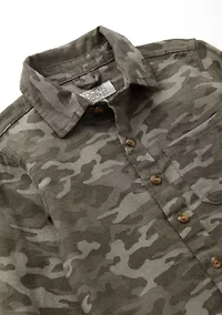 Boys - Printed Long Sleeve Flannel Shirt