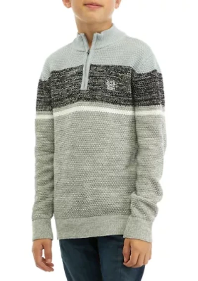 Boys 8-20 1/4 Zip Color Blocked Sweater