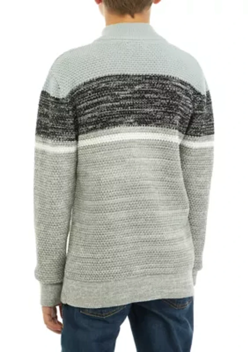 Boys 8-20 1/4 Zip Color Blocked Sweater