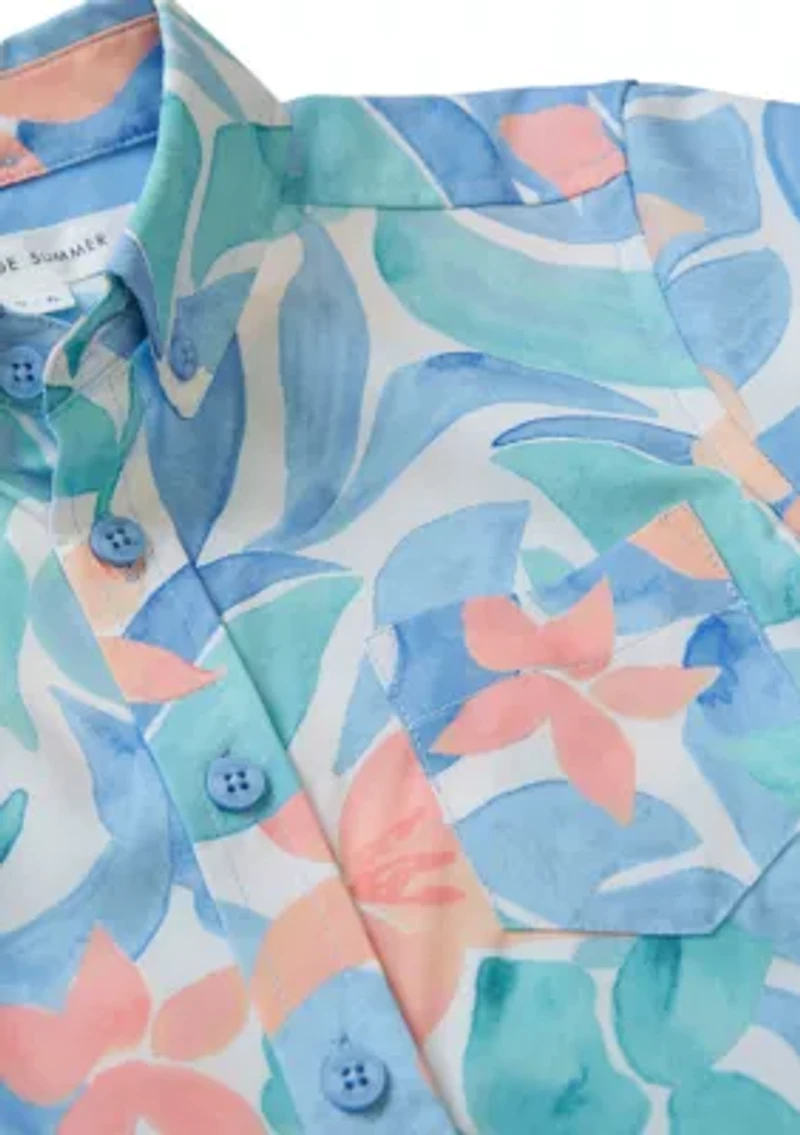 Boys 4-7 Floral Button Up Shirt
