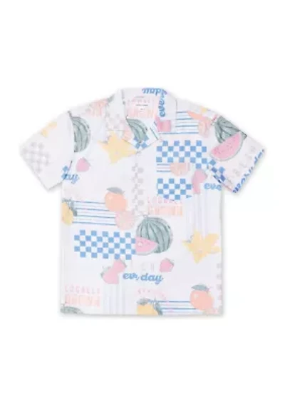 Boys 4-7 Fruit Button Down Swim Shirt