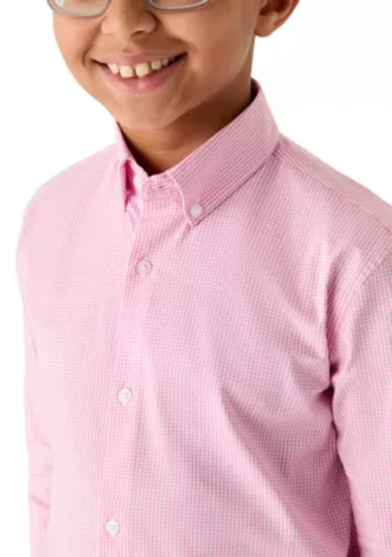 Boys 8-20 Gingham Long Sleeve Woven Shirt