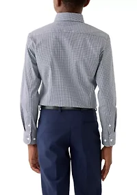 Boys 8-20 Gingham Navy White Dress Shirt