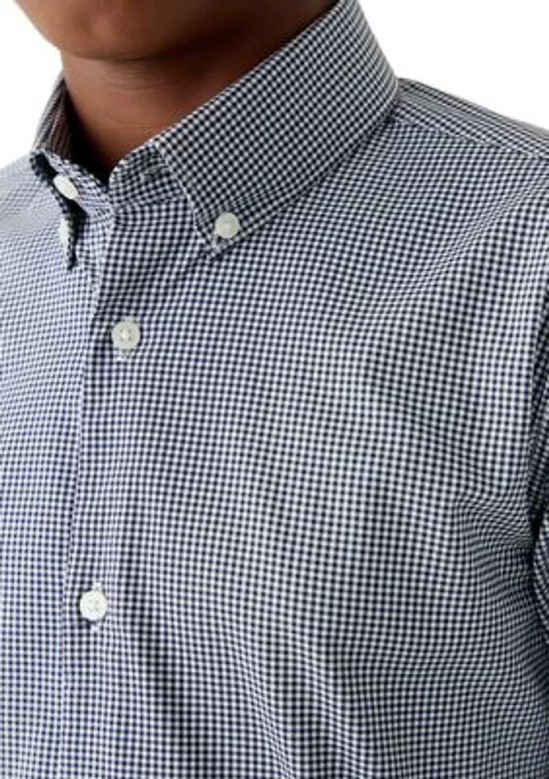 Boys 8-20 Gingham Navy White Dress Shirt