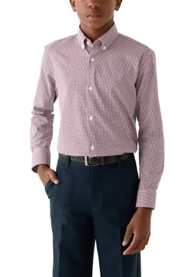 Boys 8-20 Gingham Red and White Dress Shirt