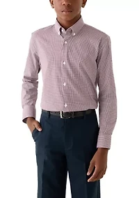 Boys 8-20 Gingham Red and White Dress Shirt