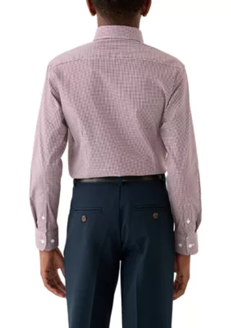 Boys 8-20 Gingham Red and White Dress Shirt