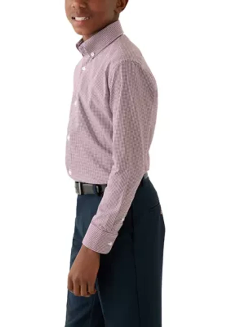 Boys 8-20 Gingham Red and White Dress Shirt