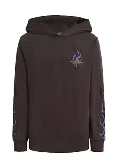 Boys 8-20 Flames Long Sleeve Hooded T-Shirt