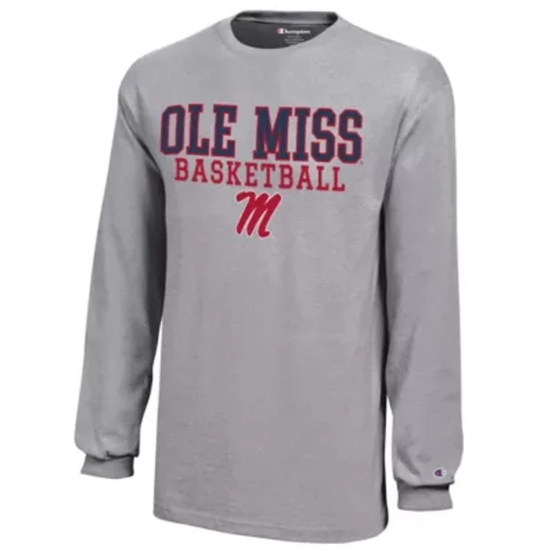 NCAA Ole Miss Rebels Stacked Logo Long Sleeve Basketball T-Shirt