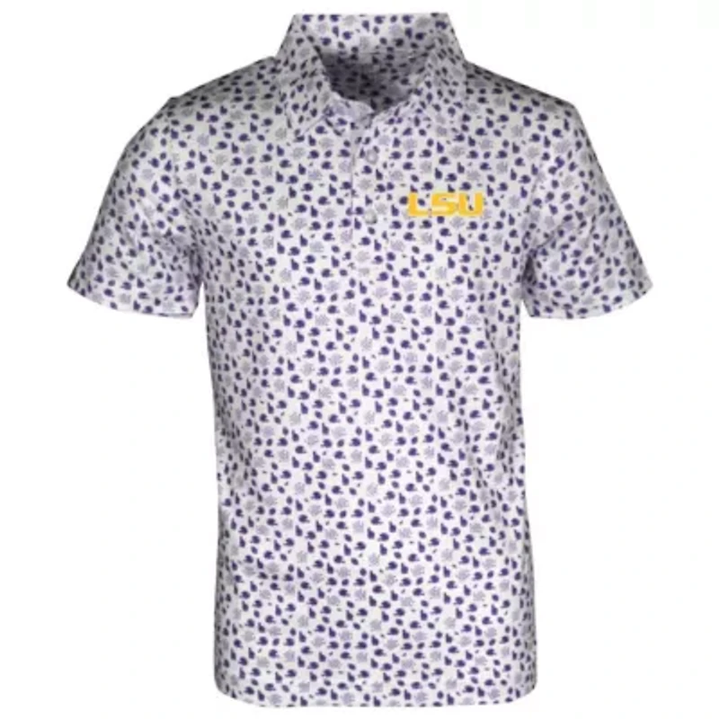 NCAA LSU Tigers Earnest Allover Print Polo