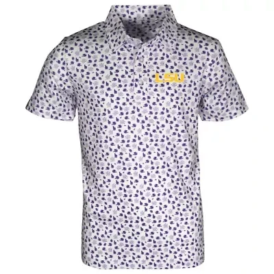 NCAA LSU Tigers Earnest Allover Print Polo