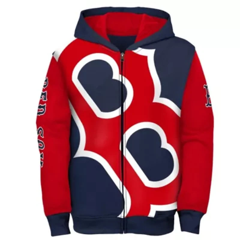 Boston Red Sox MLB Fanatics Navy/Red card Full-Zip Hoodie Jacket