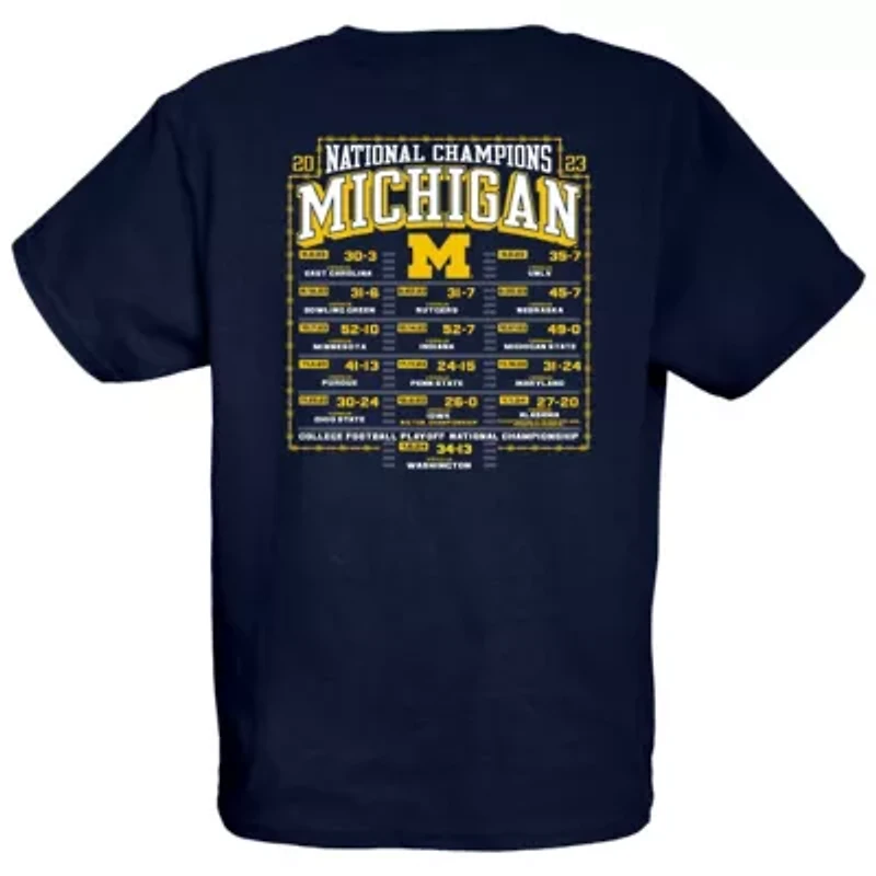 NCAA Michigan Wolverines Football Playoff 2023 National s Dust Schedule T-Shirt