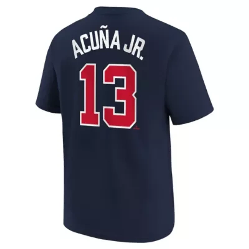 MLB Nike Ronald Acuña Jr. Atlanta Braves Home Player Name & Number T-Shirt
