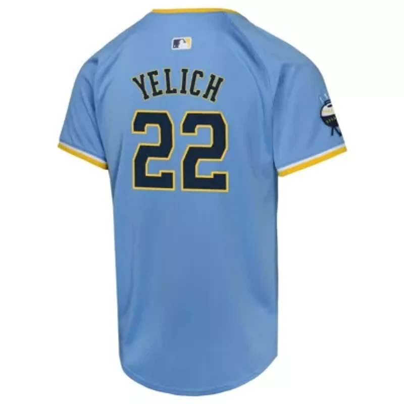 MLB Nike Christian Yelich Powder Milwaukee Brewers City Connect Limited Player Jersey