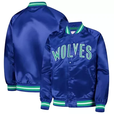 NBA Minnesota Timberwolves Hardwood Classics Satin Raglan Full-Snap Jacket