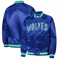 NBA Minnesota Timberwolves Hardwood Classics Satin Raglan Full-Snap Jacket