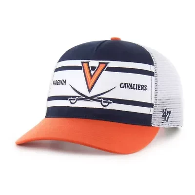 NCAA Navy/Orange Virginia Cavaliers Super Stripe Hitch Adjustable Trucker Hat